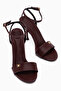Jamila Burgundy Ankle Strap Thin Heeled Women's Shoes - 5