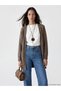 Alita City Lcw Everyday Brown Knitwear Plain Midi Women's Cardigan with a Difference