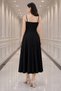 Women's Slit Detail Double Breasted Collar Strap Pleated Flounce Midi Length Evening Dress - 3