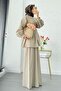 Premium Oversize Buttoned Linen Suit - Çağla - 5
