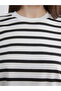 Lcw Modest Black Crew Neck Striped Women's T-Shirt - 3