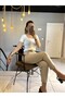 Women's White Color Lace Square Collar Short Sleeve Modal Blouse - 2