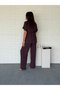 Short Sleeve Gathered Zippered Tensel Set - 6