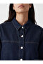 Lcw Everyday Indigo Shirt Collar Oversize Women's Jean Jacket - 3