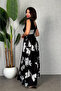 Women's New Season Floral Patterned Slit V-Neck Single Jersey Maxi Length Dress - 2