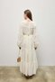 Women's Ruffled Layered Chiffon Dress with Lace Detail - Ecru - 4