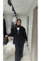 Our Black Modal Fabric Trouser Suit Model