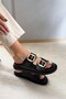 Women's Mekry Black Two Buckle Detail Daily Comfort Slippers - 5