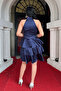 Satin Fabric Layered Mini Dress - Dark Blue - 5