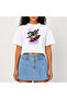 Crop T-Shirt White Printed Relaxed Fit Raw Cut Basic Short Tshirt