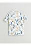 Xside Ecru Crew Neck Printed Combed Cotton Mens T-Shirt - 6