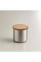 Stainless Steel Storage Jar with Silver Wooden Lid Spice Coffee Jar 8X9 cm
