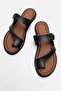 Women's Toe-Toe Buckle Slippers Black - 4