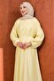 Yellow Balloon Sleeve Waist Tie Dress - 2