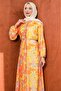 Orange Patterned Collar Buttoned Dress - 2