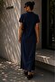 Women's Polo Collar Basic Maxi Dress with Slit Detail, Loose Casual Comfortable Dress My3535 - 3