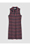 Lcw Everyday Red Polo Collar Striped Dress - 5