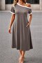 Women's short sleeve one shoulder midi viscose dress