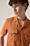 Apaş Collar Short Sleeve Double Pocket Shirt - 3