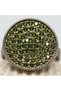 Bronze Vintage Women's Ring Authentic Copper Jewelry Pistachio Green Zircon Inlaid Round Model Adjustable - 6