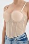 Women's Tulle Detailed Design Crop Corset with Adhesive Stones - 4