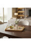 Premium Square Wooden Serving Tray with Metal Border & Leather Finish – 35×35 cm - 2
