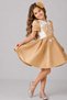 Girl's Dress with Zipper Detail on the Back, Floral Embroidery on the Chest, Watermelon and Short-Sleeved Brown Dress. - 5