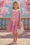 Girl's Baby Collared, Rose Embroidered Skirt, Asymmetrical Cut, Sleeveless Pink Dress - 6