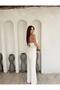 Women's White Wrinkled Blouse and Trousers Set with Metal Accessories - 2