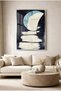 Sea and Night Themed Abstract Glass Painting - Silver Metal Framed Painting for Home, Business, and School - 2