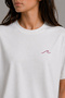 Pink Mood Wave Embroidered White Oversize Unisex T-Shirt 30/1 Regular Fabric - 2
