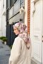 Floral Patterned Cotton Scarf Ecru-Lilac - 3
