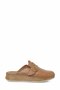 Women's Tan Genuine Leather Buckle Casual Slippers & Mules - 3