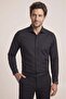 Men's Slim Fit Italian Collar Cotton Easy-Iron Black Shirt Gk 761 - 2