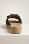Women's macrame knit detailed closed front slippers brown - 3