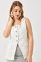 Metal Buttoned Square Collar Thick Strap Vest White - 4