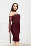 Beaded Strapless Neckline Lace Pencil Dress - Cherry - 4