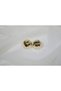 Kp525 Geometric Pattern Bombed Gold Earrings (Diameter 25 mm)