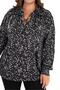 Women's Plus Size Judge Collar Blouse Black Floral - 2