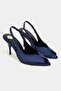 Roxy Navy Blue Satin Open Toe Thin Heeled Women's Shoes - 4