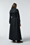 Double Breasted Collar Belted Waist Long Black Trench Coat 12528 - 5