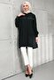 Black Hooded Tunic with Hidden Zipper - 2