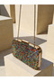 Rainbow Handmade Full Stone Metal Handle Thick Chain Women's Evening Dress Bag Wedding Engagement Graduation - 7
