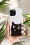 iPhone 15 Pro Max Compatible Launch Silicone Tongue Cat Pattern Shock Absorbing Case White