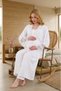 New Season Ecru Summer Elegant Lace Design Button Detailed Short Sleeve 100% Cotton Maternity Maternity Dressing Gown Pajama Set - 4