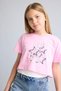 Crew Neck Printed Short Sleeve Pink T-Shirt Girls H7240A826Hs - 3