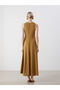 Crew Neck A-Line Linen Blend Dress - 3