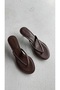 Arel Acıkahve Matte Leather Flip Flops with Heels - 3