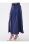 Women's Belted Slit Midi Length Pleated Skirt - 7