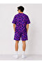 Men's oversized fit pubg bape x shark embroidered pocket shorts set - purple - 2